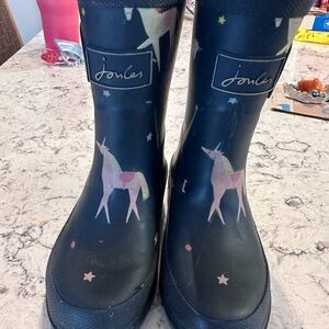 Joules navy Rain Boots with Unicorn Design